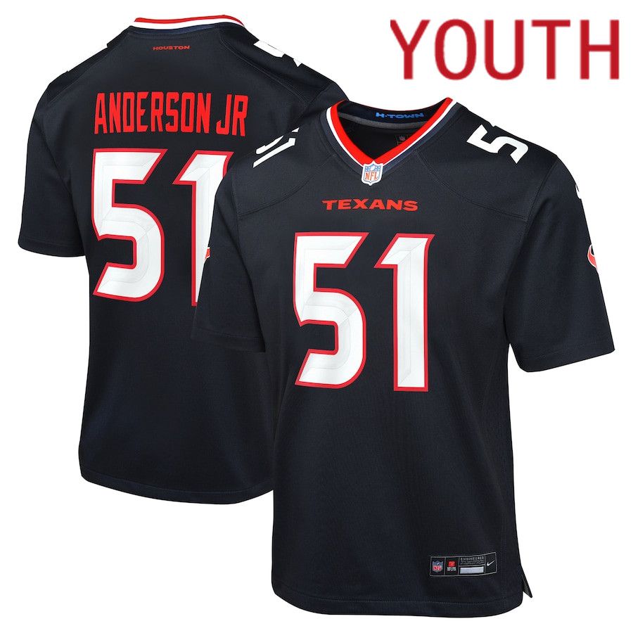 Youth Houston Texans #51 Will Anderson Jr. Nike Navy Game NFL Jersey->->Youth Jersey